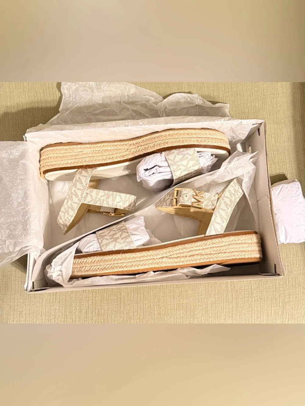 MICHAEL KORS Richie Signature Logo Espadrille Platform Sandals Sz 9.5 NEW - Picture 7 of 9